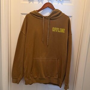 Aerie Brown Hoodie with Yellow Print